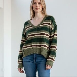 Oversized Super Soft V Neck Olive Knit Sweater Cozy Layering Rue21 Size L